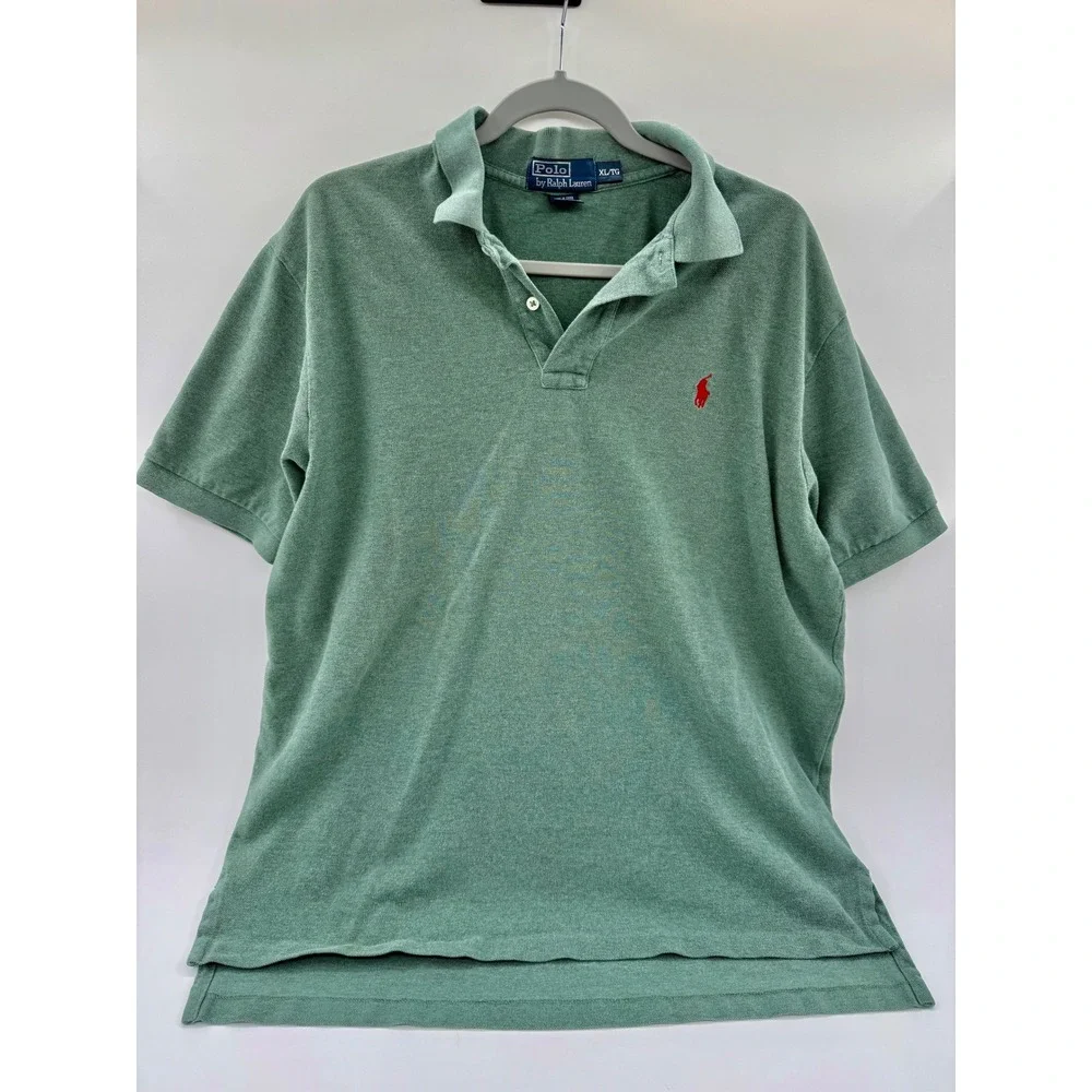 Polo‎ Ralph Lauren Mens XL Green Heather Short Sleeve Pique Polo Shirt Red Pony